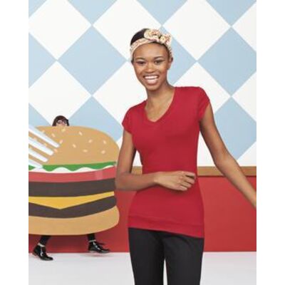 District® - Juniors Cotton/Spandex Banded V-Neck Tee. DT247 Thumbnail