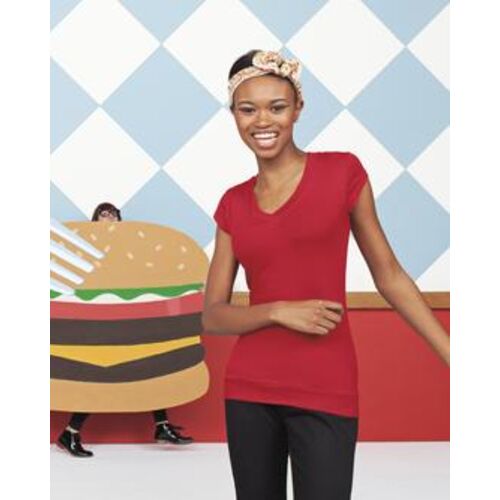 District® - Juniors Cotton/Spandex Banded V-Neck Tee. DT247 Thumbnail