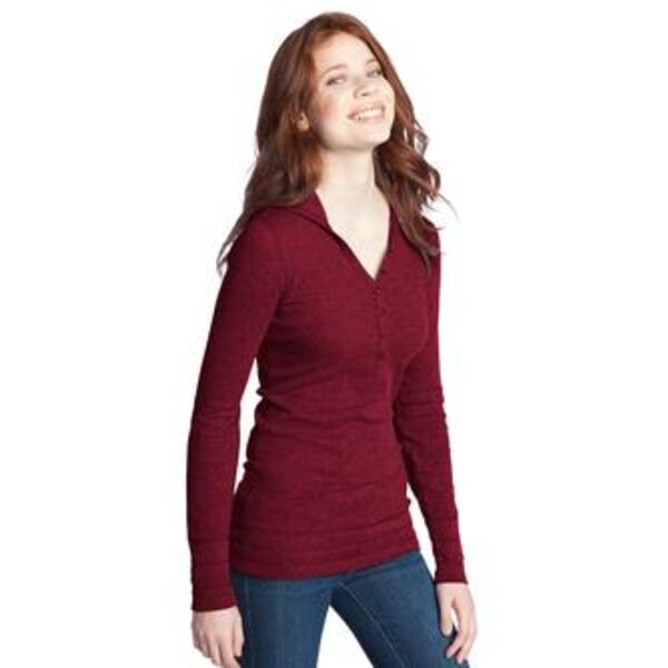 District® - Juniors Long Sleeve Thermal Henley Hoodie. DT218H  Thumbnail
