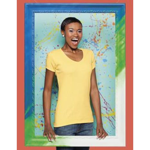 District® - Juniors 1x1 Rib V-Neck Tee. DT234V  Thumbnail