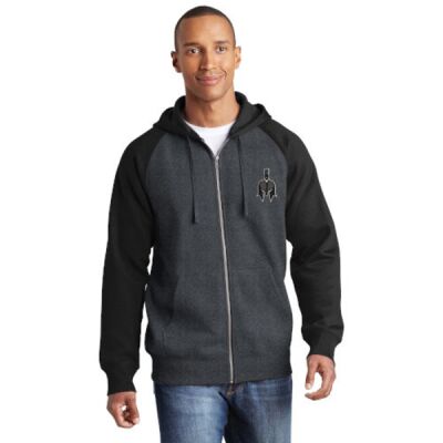 Raglan Colorblock Full Zip Hooded Fleece Jacket Thumbnail