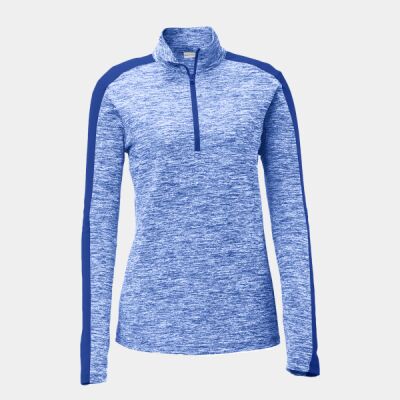 Ladies PosiCharge ® Electric Heather Colorblock 1/4 Zip Pullover Thumbnail