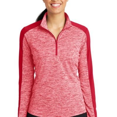 Ladies PosiCharge ® Electric Heather Colorblock 1/4 Zip Pullover Thumbnail