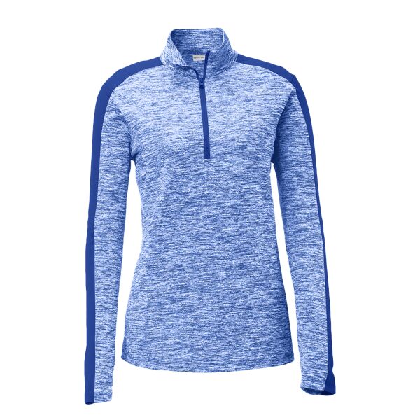 Ladies PosiCharge ® Electric Heather Colorblock 1/4 Zip Pullover Thumbnail
