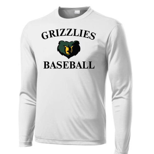 White Performance L/s Tee Greenfield Baseball Design Thumbnail