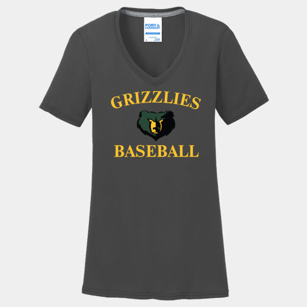 Charcoal Ladies Essential Blended Performance V Neck Tee Thumbnail