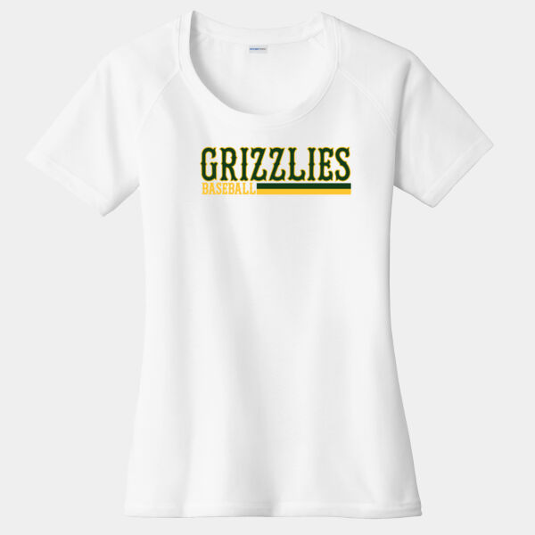 White Ladies PosiCharge ® Tri Blend Wicking Scoop Neck Raglan Tee Bat Design Thumbnail