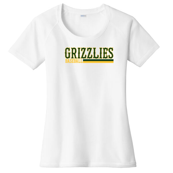 White Ladies PosiCharge ® Tri Blend Wicking Scoop Neck Raglan Tee Bat Design Thumbnail