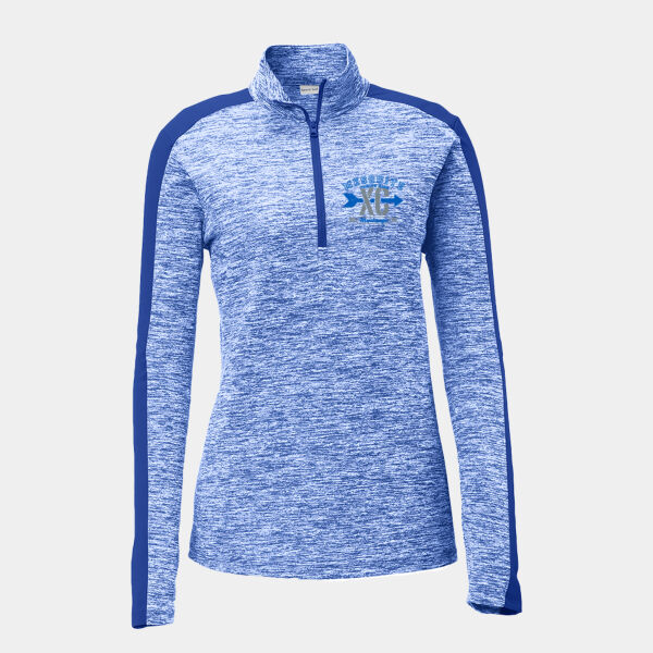 Ladies PosiCharge ® Electric Heather Colorblock 1/4 Zip Pullover Thumbnail