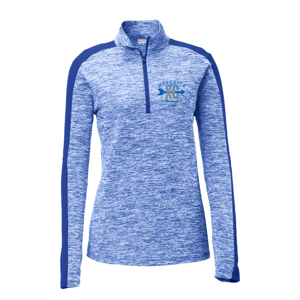 Ladies PosiCharge ® Electric Heather Colorblock 1/4 Zip Pullover Thumbnail