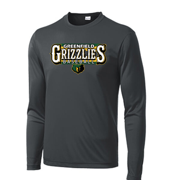 Iron Grey Performance L/s Tee Greenfield Baseball Design Thumbnail