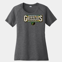 Dark Grey Ladies PosiCharge ® Tri Blend Wicking Scoop Neck Raglan Tee Bat Design 2 Thumbnail