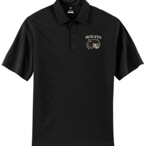 Wolves Football Embroidered Black Nike Polo Shirt Thumbnail