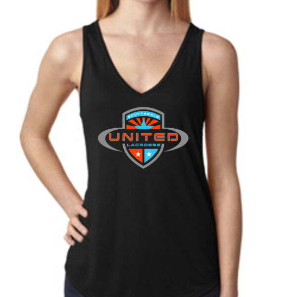 Black Flowy Ladies V-Neck United Lacrosse Thumbnail