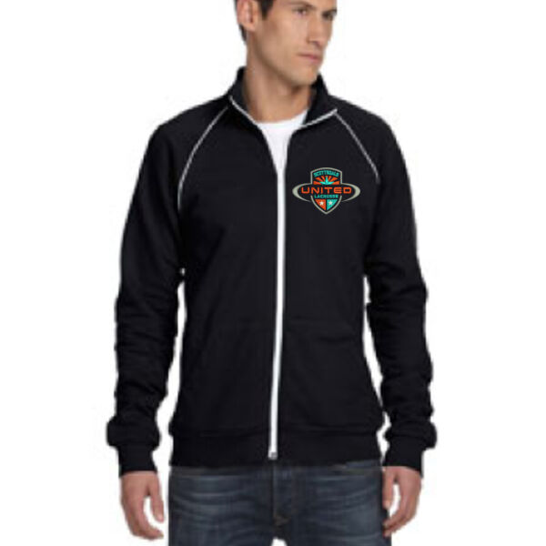 Black Men's Piped Fleece Jacket Thumbnail