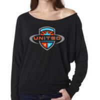 Black Ladies' Flowy Off-Shoulder Long-Sleeve Tee Thumbnail