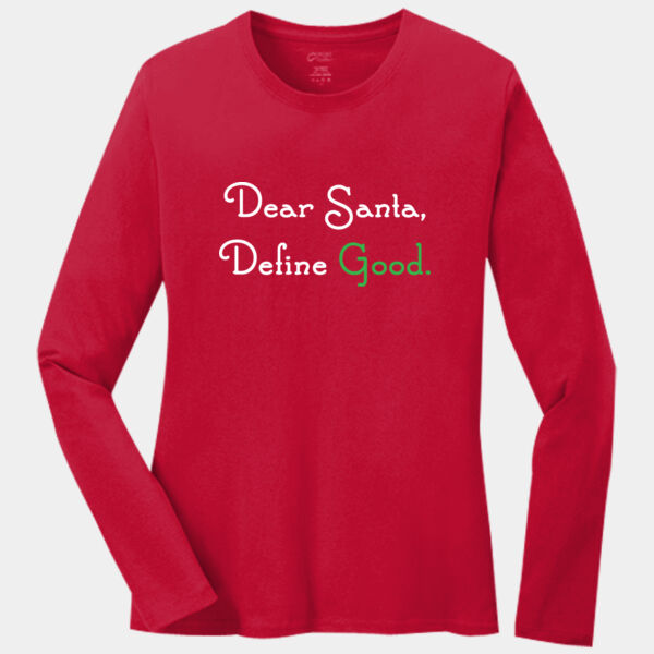 Ladies Red Long Sleeve Chistmas Shirt Thumbnail