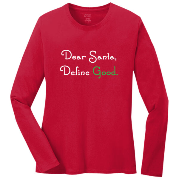 Ladies Red Long Sleeve Chistmas Shirt Thumbnail